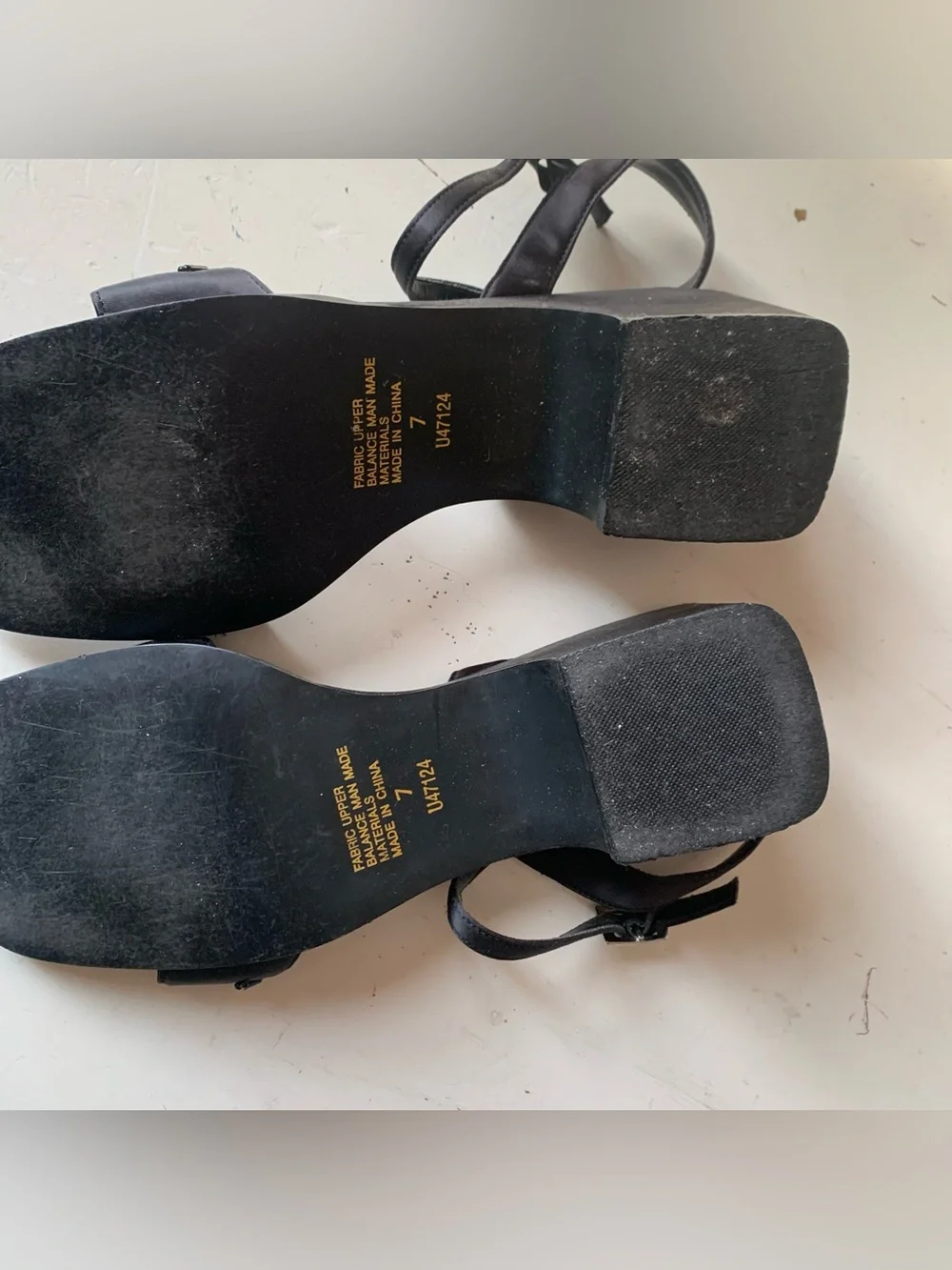 Vintage 90s Black Satin Square Toe Heels Sandals